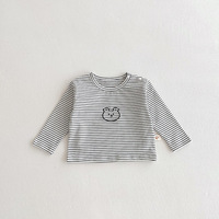 Vêtements pour bébés printemps-automne 0-5 ans, haut pour bébé, t-shirt en coton à manches longues, doux, respirant, lavable, vêtements mignons pour bébés