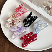 Shily&OS Venta al por mayor Pinzas de pelo grandes de acetato con diseño de mariposa de doble capa hueca, estilo francés elegante, para peinados medio recogidos de mujer, a granel