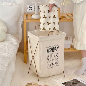 Canvas <b>Laundry</b> Basket Foldable <b>Laundry</b> <b>Bags</b> with Steel Frame for Washing - Product Image 3