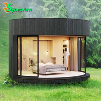 Nouvelle technologie de construction de maisons conteneurs préfabriquées en bois rondes au Soudan, avec 3 chambres, 1 toilette et 1 cuisine