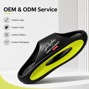 Sandalias de Espuma EVA para Hombre, Estilo Chanclas, Color Negro y Verde Neón, con Logo Personalizado, OEM, ODM, Venta al Por Mayor, MOQ Bajo - Product Image 2