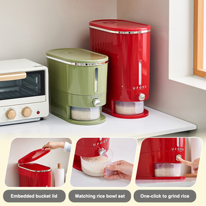 UFORU Distributeur de riz grande capacité, conteneur en plastique hermétique avec <span class=keywords><strong>bec</strong></span> verseur doseur pour le stockage des céréales dans le garde-manger - Product Image 3