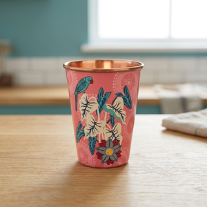 Floral Pattern Metal copper Pink Bohemian Design <b>Reusable</b> Party <b>Cup</b> for Adults - Product Image 2
