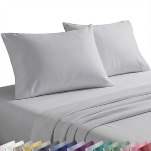 Juego de Ropa de Cama de Algodón 100% Natural, Ecológico, de Alta Calidad, 200 Hilos, Satén, Blanco Sólido, 4 Piezas, para Todas las Temporadas, Bolsillos Profundos, Ajuste Perfecto - Product Image 1