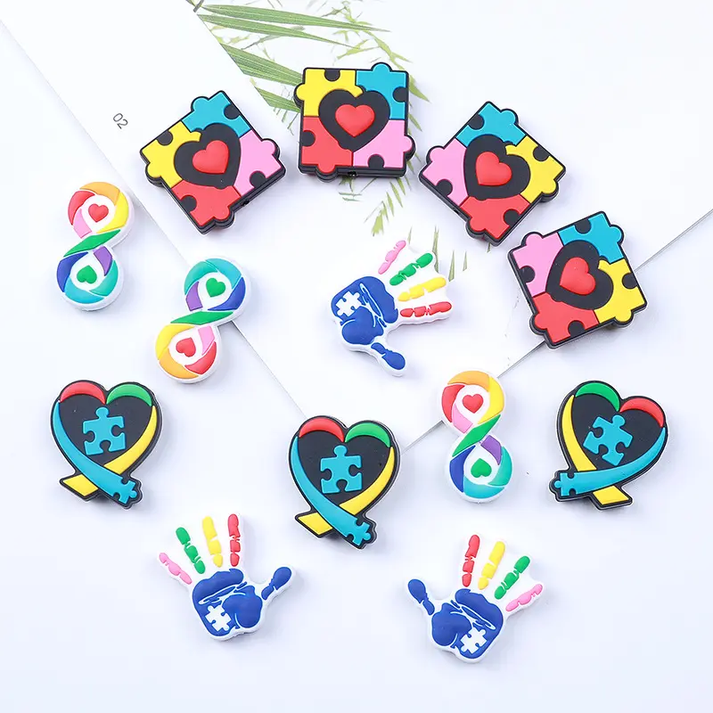 Baby Kids Gifts High Grade Novelty Autism Colorful Jigsaw Focal Beads DIY Beadable Products Making Accessories Silicone Beads