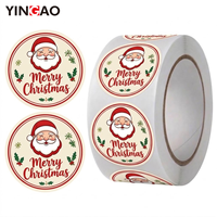 Autocollants ronds personnalisés Joyeux Noël, imperméables, autocollants adhésifs, Père Noël, bonhomme de neige, renne, étiquettes de scellage pour cadeaux de Noël, emballage cadeau