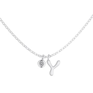 Collar con Letra del Alfabeto A-Z de Dylam Dainty CZ, Chapado en Rodio, Collar con Inicial de Nombre Personalizado para Mujer - Product Image 1