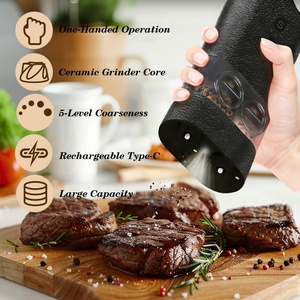 Nouveau <span class=keywords><strong>moulin</strong></span> à épices automatique rechargeable à une main, <span class=keywords><strong>grande</strong></span> capacité, broie deux épices, <span class=keywords><strong>moulin</strong></span> à <span class=keywords><strong>poivre</strong></span> et à sel électrique à double chambre rechargeable - Product Image 2
