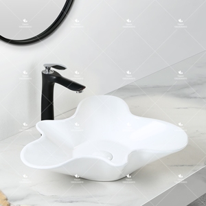 Forme spéciale de bonne qualité couleur blanche prix bon marché comptoir lavabo fait main salle de bain <span class=keywords><strong>céramique</strong></span> Art évier bol - Product Image 1