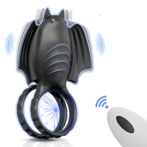 Anneau vibrant pour pénis, design chauve-souris, 10 fréquences, pour retarder l'éjaculation et stimuler le plaisir masculin, pour adultes. - Product Image 1