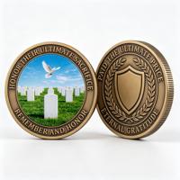 Pièce commémorative OEM personnalisée en bronze brossé antique, avec relief 3D et impression UV, médaille d'honneur sans cordon