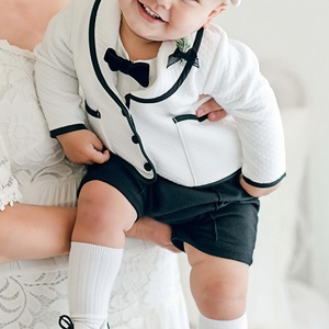Motif solide 0-12 <span class=keywords><strong>mois</strong></span> bébé tenues 2-3 ans garçon ensemble de vêtements col tournant veste body pantalon avec poches - Product Image 2