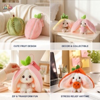 Peluche Lapin Fruité Transformable 13cm – Jouet Confortable Doux et Rembourré, Charm Sac Convertible, Cadeau Mignon à Câliner pour Tous les Âges
