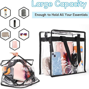 Rõ ràng Túi sân vận động được phê duyệt rõ ràng PVC Tote <span class=keywords><strong>Bag</strong></span> với dây kéo đóng cửa Crossbody Messenger Vai Túi với dây đeo điều chỉnh - Product Image 3