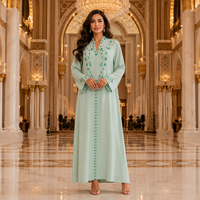 Abaya brodée, pull-over fluide à col rond, coupe ample, élégante, robe de soirée modeste, manches longues, robe de fête pour l'Aïd pour femmes