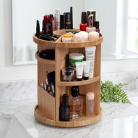 Nouvel Organisateur de Maquillage Rotatif en Bambou Grande Capacité Boîte de Rangement et Présentoir pour Cosmétiques Convient pour le Maquillage, les Soins de la Peau et les Parfums