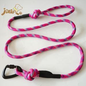 Cuerda de nailon trenzado ajustable sin tirar, resistente, sin manos, Correa antideslizante para perros, 6 pies, 10mm, cuerda de nailon rosa, correa para perros con mosquetón - Product Image 6