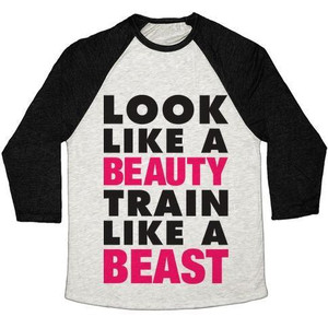 Look Like a Beauty, Train Like a Beast Unisex Tri-Blend <b>Baseball</b> <b>Tee</b> - Product Image 3