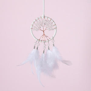 Acchiappasogni Intrecciato con Quarzo Rosa e Cristalli Naturali, Ciondolo per Auto, Decorazione per la Casa, con Scaglie di Ametista - Vendita all'Ingrosso - Product Image 6