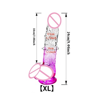 Masturbateur féminin artificiel Macaron Gradient Slim Dildo <span class=keywords><strong>Ventouse</strong></span> <span class=keywords><strong>Pas</strong></span> <span class=keywords><strong>cher</strong></span> Cristal Transparent Gelée Fisting Dildo 24cm 10 pouces - Product Image 3