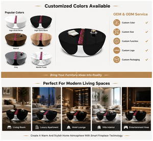 <span class=keywords><strong>Tavolino</strong></span> da Caffè con Camino Elettrico Intelligente, Controllo Touch, Effetto Fiamma LED, Arredamento Moderno e Lussuoso per Soggiorno - Product Image 5