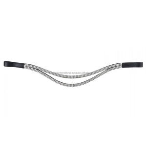 High Quality Custom Logo Brow Band for Equestrian Fancy <b>Stitching</b> Bling <b>Crystal</b> Decor for Horse Leather Riding Accessory - Product Image 1