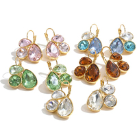 Boucles d'oreilles pendantes JINYOU 9065, exquises, étanches, plaquées or PVD, scintillantes, plusieurs couleurs, cristaux en forme de goutte d'eau