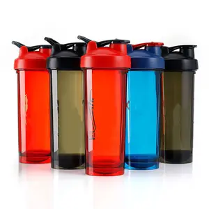 Botellas de agua deportivas de gran capacidad, sin bpa, con logotipo personalizado, de plástico, para gimnasio, fitness, mezclador de proteínas, 700ml