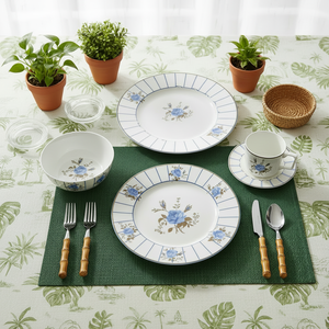 Juego de Vajilla de Porcelana China con Diseño de Rosas Azules Vintage, Plato de Cerámica con Rayas Retro, Taza de Café <span class=keywords><strong>y</strong></span> Tazón de Porcelana para Bodas <span class=keywords><strong>y</strong></span> Hoteles - Product Image 5