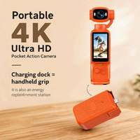 Cámara de Acción Portátil Naranja de 2 Pulgadas, 1080P, 32GB Micro SD, Batería de 1800mAh, Enfoque Fijo, IP67 Impermeable, Video con un Toque
