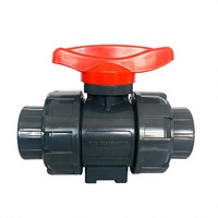Katup Bola Manual 2 Arah Double True Union PVC PPH PN16 235PSI dengan Seal FPM dan Dudukan PTFE, Harga Grosir Pabrik Ekspor
