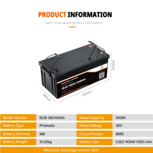 36V 100ah призматический литий-ионный морской Аккумулятор водонепроницаемый и ударопрочный для использования на лодке или RV - Product Image 5