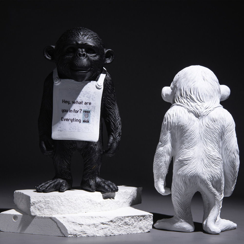 輝く高品質な - Figurine Sign Monkey Banksy Orangutan Art Sculpture 工芸品