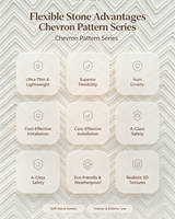 Revêtement en pierre flexible à motif chevron, placage de granit fin, céramique souple pour bâtiments résidentiels et commerciaux