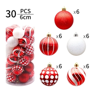 Adornos navideños Bolas de plástico cromadas de 6cm con diseños pintados Decoraciones colgantes para juego de adornos de árbol de Navidad - Product Image 3