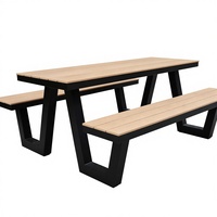 Ensemble de table de pique-nique en alliage d'aluminium moderne pour l'ameublement extérieur dans les cours d'hôtels, les parcs, les jardins, les centres commerciaux