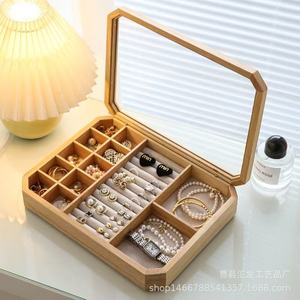 Solid Wood Jewelry <b>Box</b> With Lid 45L Storage Organizer For Desktop Living Room Gift Display - Product Image 2