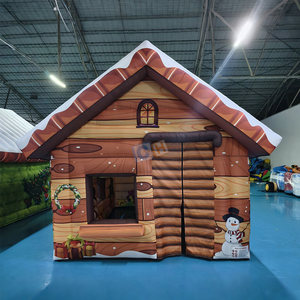 <b>Inflatable</b> Brown Christmas <b>Inflatable</b> Santa Grotto <b>House</b> Tent - Product Image 2