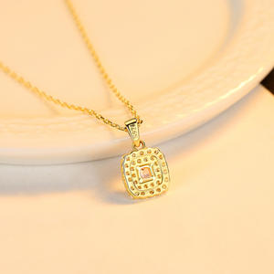 Collier en argent sterling S925 avec pierre précieuse rose carrée, style court, collier pour femme. Autres matériaux peuvent être personnalisés. - Product Image 4