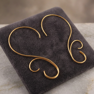 Sleek Stylish Handmade 18K <b>Gold</b>-Plated Brass Minimalist Drop/<b>Dangle</b> Hook <b>Earrings</b> Thin Geometric Design Customized Color Party - Product Image 2