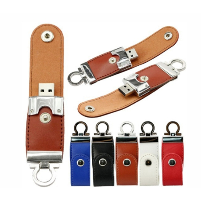 Factory Wholesale 32GB Leather USB Keychain Flash Drive Custom Logo New 2.0 Interface Pendrive Style Box Promotional Gifts