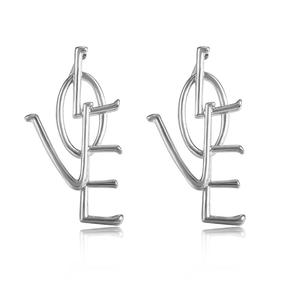 Orecchini pendenti con lettera d'amore, placcati in argento, in lega di zinco, unisex, romantici, gioielli alla moda, idea regalo - Product Image 4