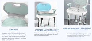 Chaise de douche roulante, tabouret de bain en alliage d'<span class=keywords><strong>aluminium</strong></span>, siège de douche portable pour personnes âgées, handicapées - Product Image 3