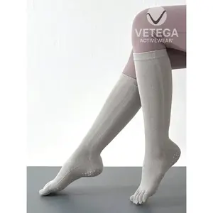 Calcetines de Yoga Ajustados Vetega Gris 100% Algodón para Deportes y Fitness, Diseño Antideslizante, Unisex, Color Sólido, Tejido, Empaquetados - Product Image 5