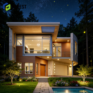 Casa Familiar Modular Moderna de 2 o 3 Pisos, Estructura Metálica de Acero Ligero, Personalizada, de Alta Calidad, Impermeable y con Protección Solar - Product Image 1