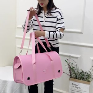 Bolsa de transporte portátil rosa para mascotas, para gatos y perros, de material suave. - Product Image 1