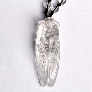 Collier élégant avec pendentif en cristal taillé en forme de cigale et breloque en quartz simulé tendance pour femmes et hommes - Product Image 5