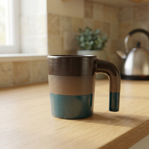 Taza de Café de Cerámica, Dos Tonos, Gris Mate y Verde Azulado, Diseño Minimalista, para Uso Doméstico - Product Image 1