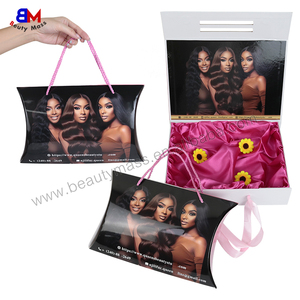 Caja de Regalo de Papel Ecológica Portátil Personalizada al por Mayor para Empaque de Pelucas y Extensiones de Cabello con Asa de Cinta - Product Image 3