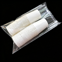Sacs en polypropylène BOPP autocollants personnalisés, sacs transparents pour l'emballage de gobelets en papier jetables, logo et taille personnalisés pour l'industrie des boissons